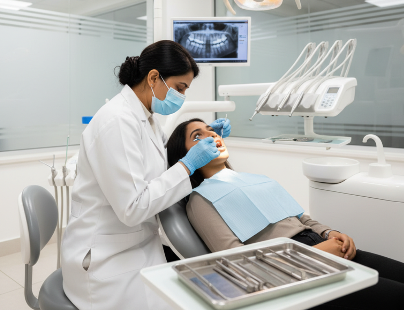 Happy patient receiving dental care
