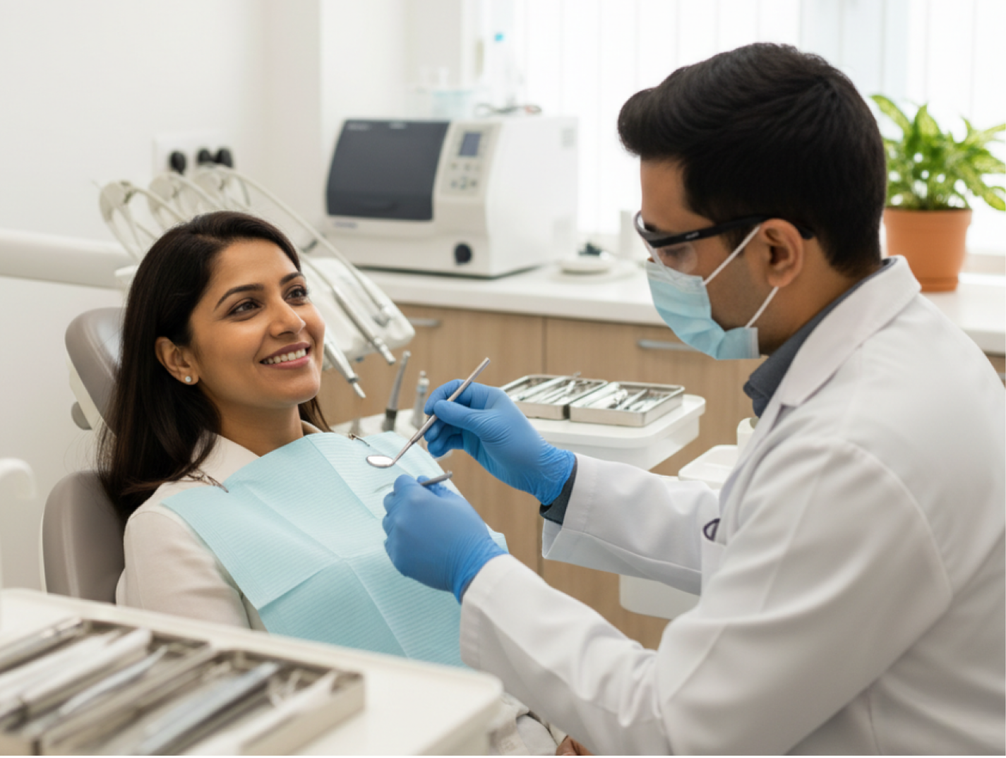 Dental team working together